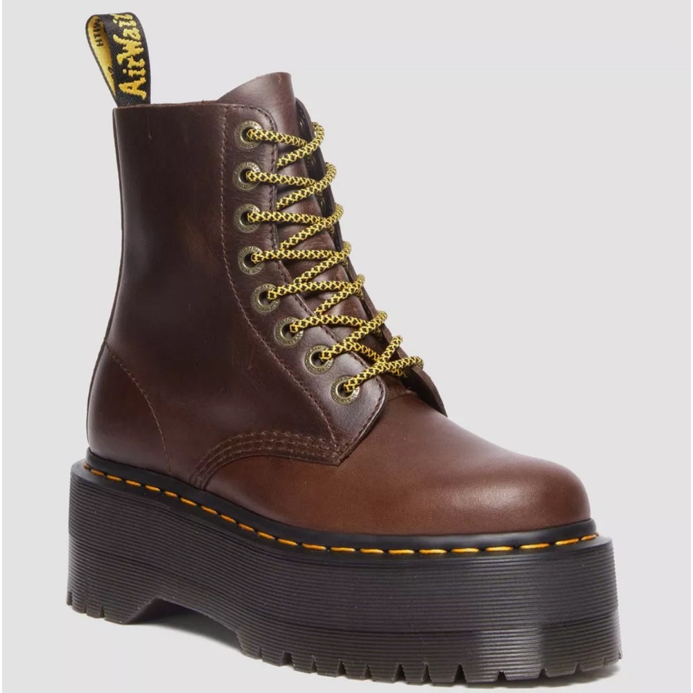 1460 PASCAL MAX PULL UP LEATHER PLATFORM BOOTS - Size 6 NWOB. NEVER WORN! - Picture 1 of 9